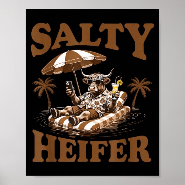 Póster Highland Cow Lovers Salty Heifer Trocal For Women  (Frente)