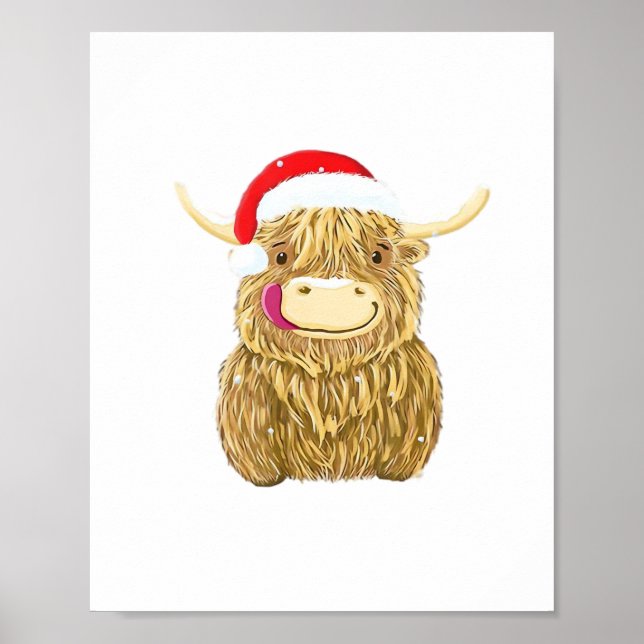 Póster Highland Cow Merry navidad camiseta de nieve Essen (Frente)