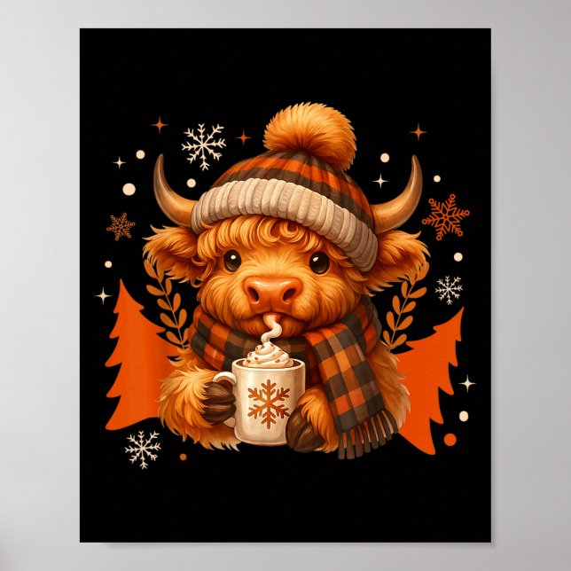 Póster Highland Cow Mooey Christmas Pajamas Western Cowgi (Frente)