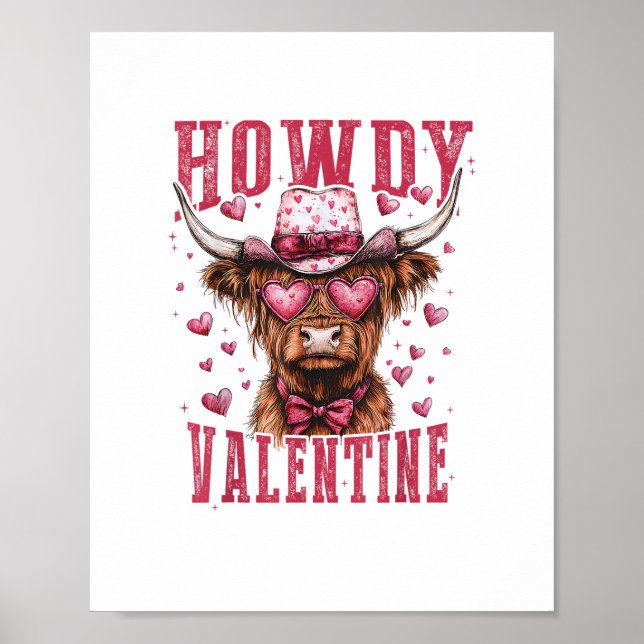 Póster Highland, Día de San Valentín de la vaca en el oes (Frente)