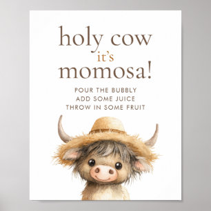 Póster Highland Holy Cow Momosa Baby Shower