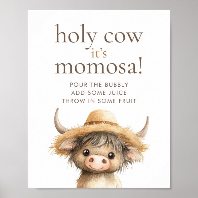 Póster Highland Holy Cow Momosa Baby Shower (Frente)