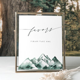 Póster Highland | Watercolor Mountain Favors Sign