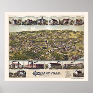 Póster Highlandville, mapa panorámico de las MAMÁES -