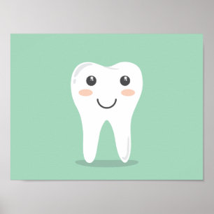 Póster Higiene dental - diente feliz