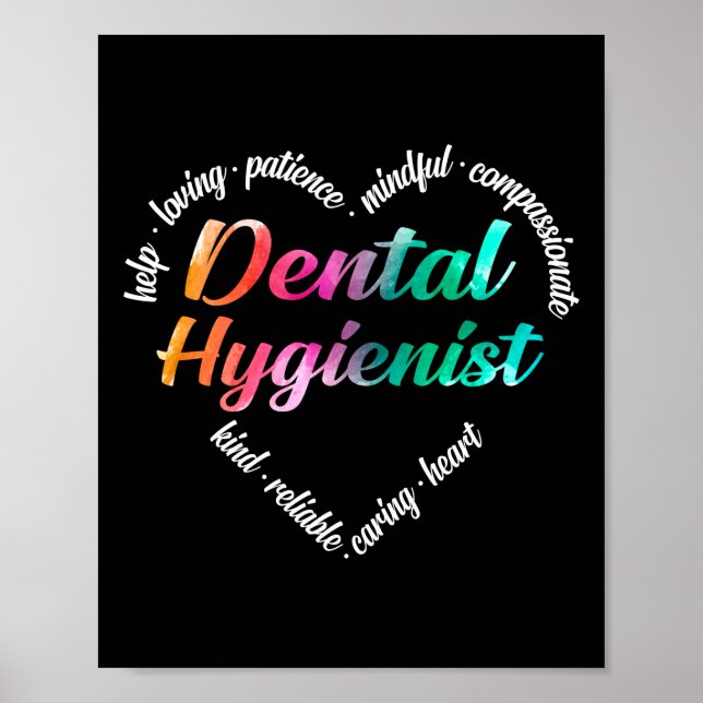 Póster Higiénico dental Palabra de corazón Nube acuarela (Frente)