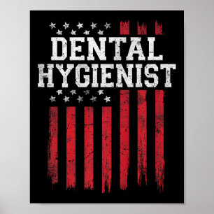 Póster Higienista dental Bandera Estadounidense Patriota
