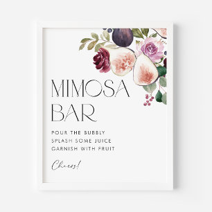 Póster Higos y Berry Floral Bridal Shower Mimosa Bar