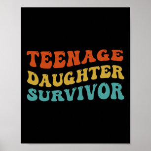 Póster Hija adolescente sobreviviente padre Día Retro Gro