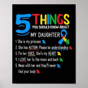 Póster Hija autista Autismo Concienciación Apoyo a Mamá P