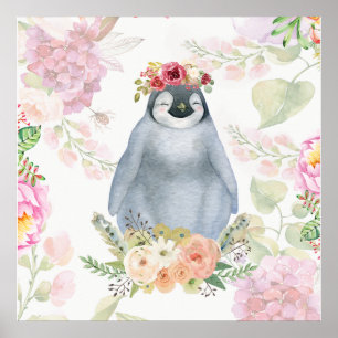 Póster Hija de pingüino pequeña regalo de cumpleaños, Pin