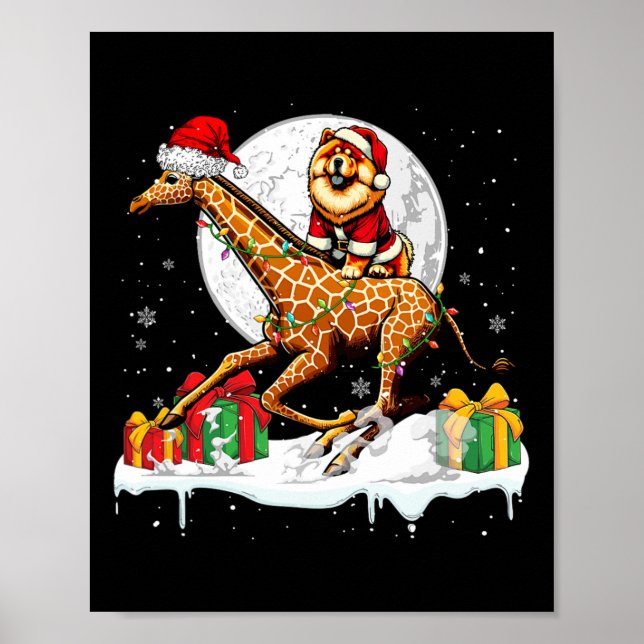 Póster Hija del propietario de Santa Chow Chow Riding Gir (Frente)