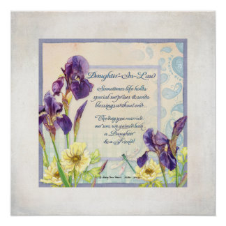 Póster Hija en caligrafía jurídica poema Iris Watercolor
