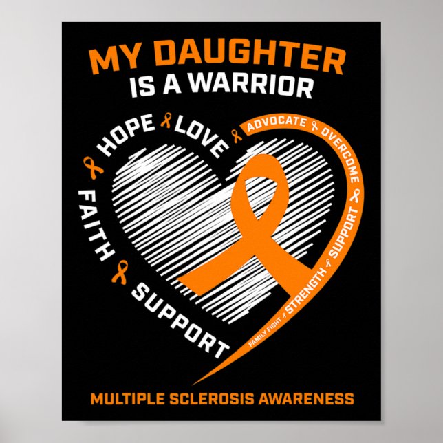 Póster Hija guerrera Usa Naranja Esclerosis Múltiple Aw (Frente)
