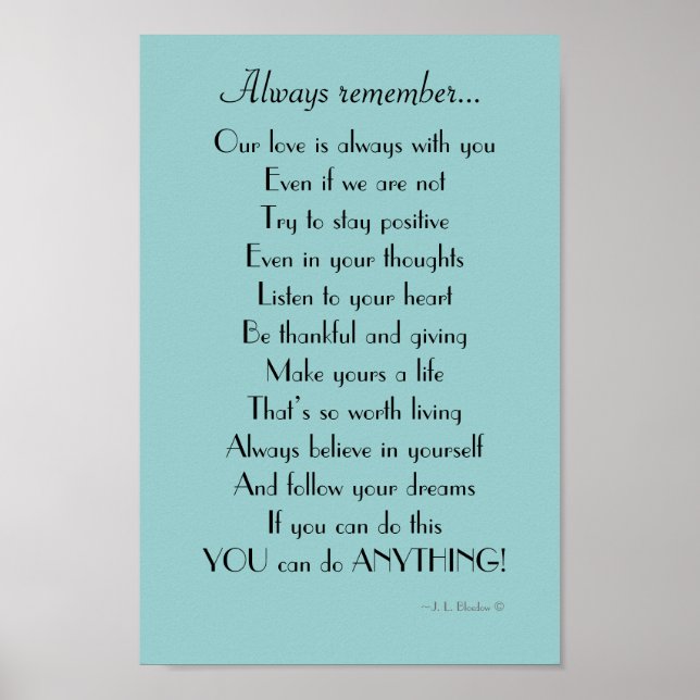 Póster Hija inspiradora / poema del hijo de los padres (Frente)