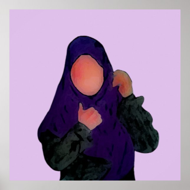Póster Hijabi - Muslimah - Hechada con la mano de hijab - (Frente)