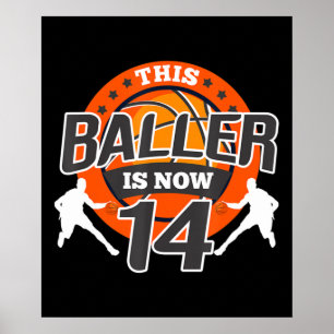 Póster Hijo de Regalo de Baloncesto de 14 años