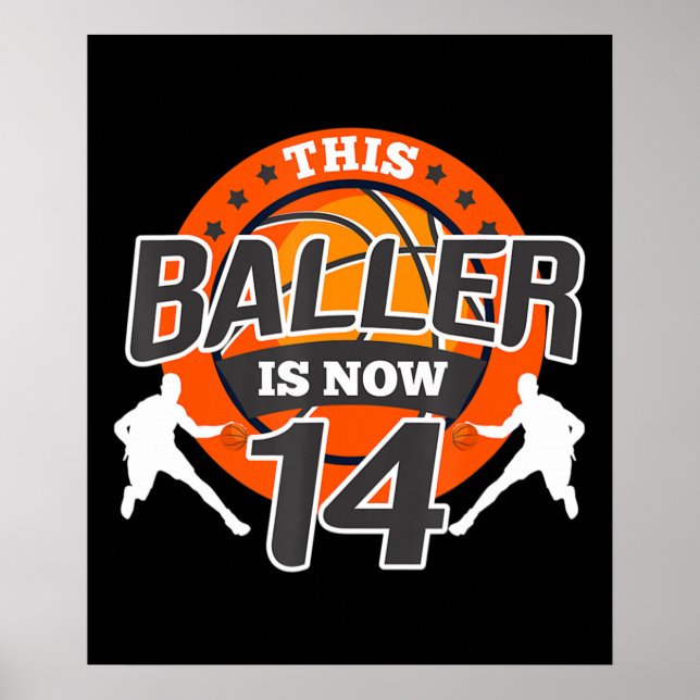 Póster Hijo de Regalo de Baloncesto de 14 años (Frente)