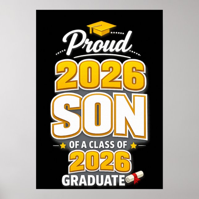 Póster Hijo Orgulloso de un Graduado de la Clase de 2026  (Frente)