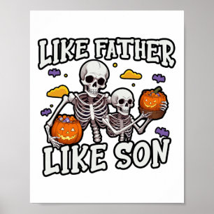 Póster Hijo padre esqueleto coincidiendo con disfraz de H