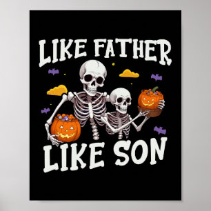 Póster Hijo padre esqueleto coincidiendo con disfraz de H