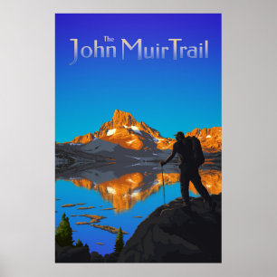 Póster Hiker and Banner Peak - John Muir Trail - Logo