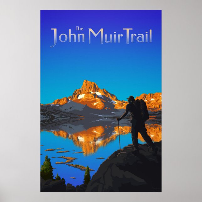 Póster Hiker and Banner Peak - John Muir Trail - Logo (Frente)