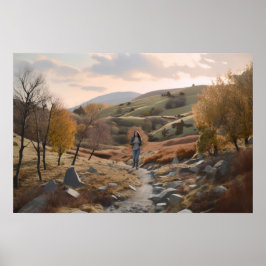 Póster Hiker en las colinas