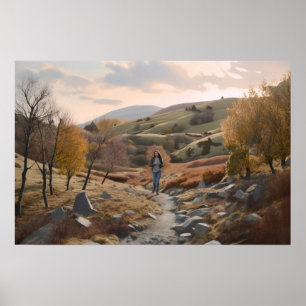 Póster Hiker en las colinas