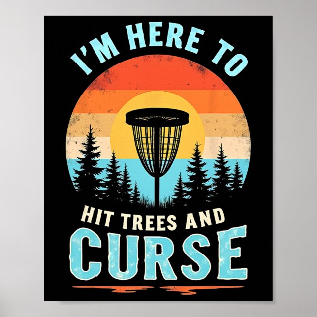 Póster Hilarious Disc Golf - Retro Tree Hitting Humor  (Frente)