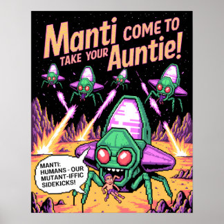 Póster Hilarious Manti Aliens Abducting Humans - Defender