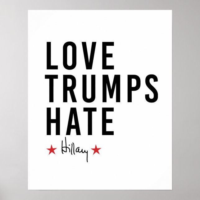 Póster Hillary - Amor Trump Odio - (Frente)