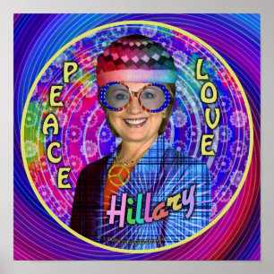 Póster Hillary Clinton 2016 Presidenta Hippie Política