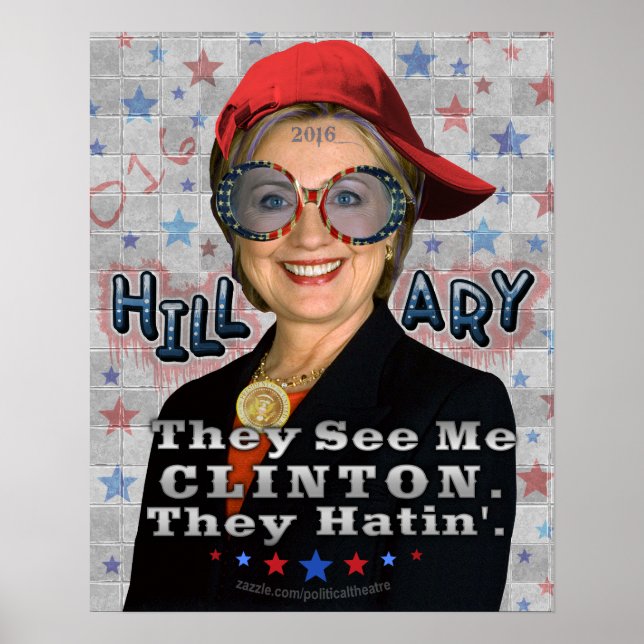 Póster Hillary Clinton 2016 sobre las divertidas eleccion (Frente)