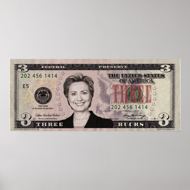 Póster Hillary Clinton Poster de Bill $3 (Frente)