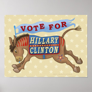 Póster Hillary Clinton Presidente 2016 Demócrata Donkey