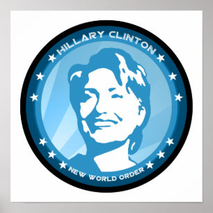 Póster hillary clinton : rayos azules :