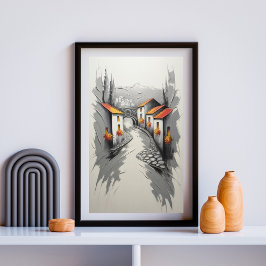 Póster Hillside Village Pathway