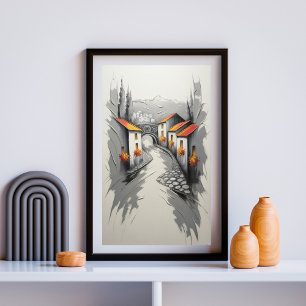 Póster Hillside Village Pathway