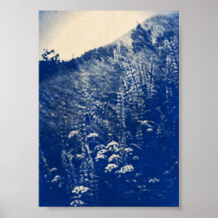 Póster Hillside Wildflowers Poster de Flor Azul Índigo