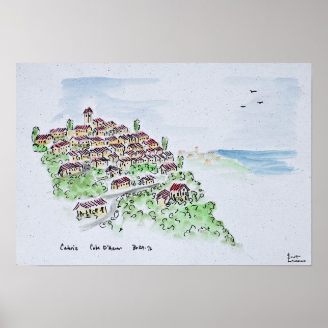 Póster Hilltop village of Cabris | Provence, France (Frente)