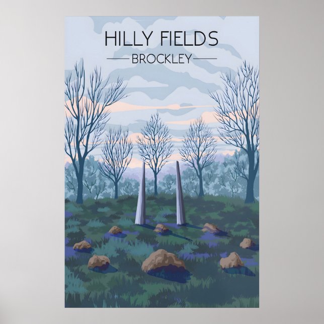 Póster Hilly Fields London Park Travel Poster (Frente)