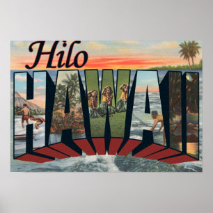 Póster Hilo, letra ScenesHilo, HI de HawaiiLarge
