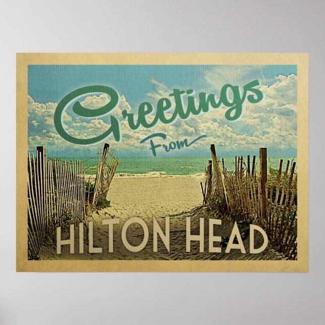 Póster Hilton Head Beach Vintage Travel (Frente)