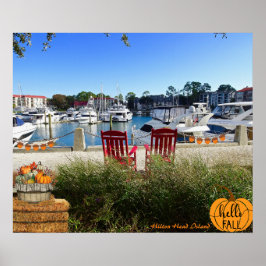 Póster Hilton Head Island Harbour Town Marina Hello Fall