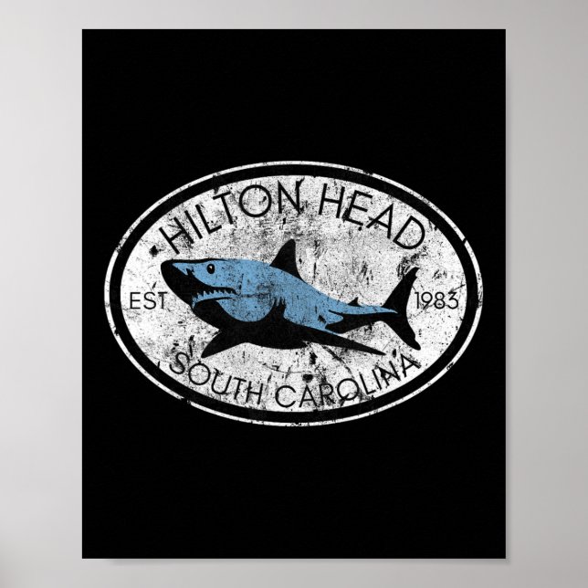 Póster Hilton Head Island South Carolina Fishing Shark Fi (Frente)