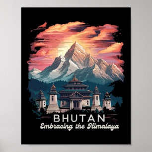 Póster Himalaya Caminata Templo Bután Traje Caminata Bhut