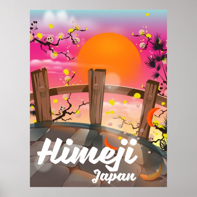 Póster Himeji Japón florece poster. (Frente)