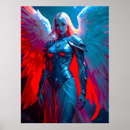 Póster Himmlische Engelsschönheit in silberner Rüstung
