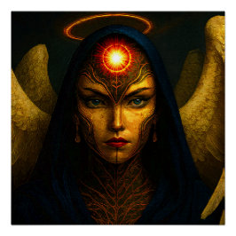 Póster Himmlische Wächter Engel - Glasbaustein Stil